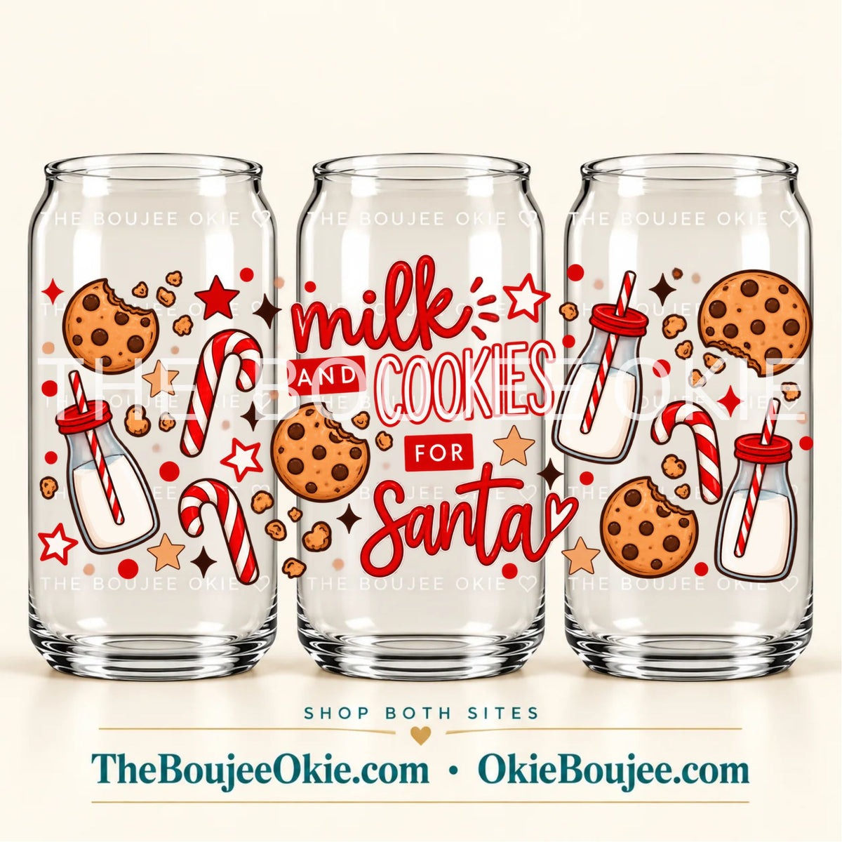 Milk And Cookies For Santa Double Sided Uv Dtf Wrap