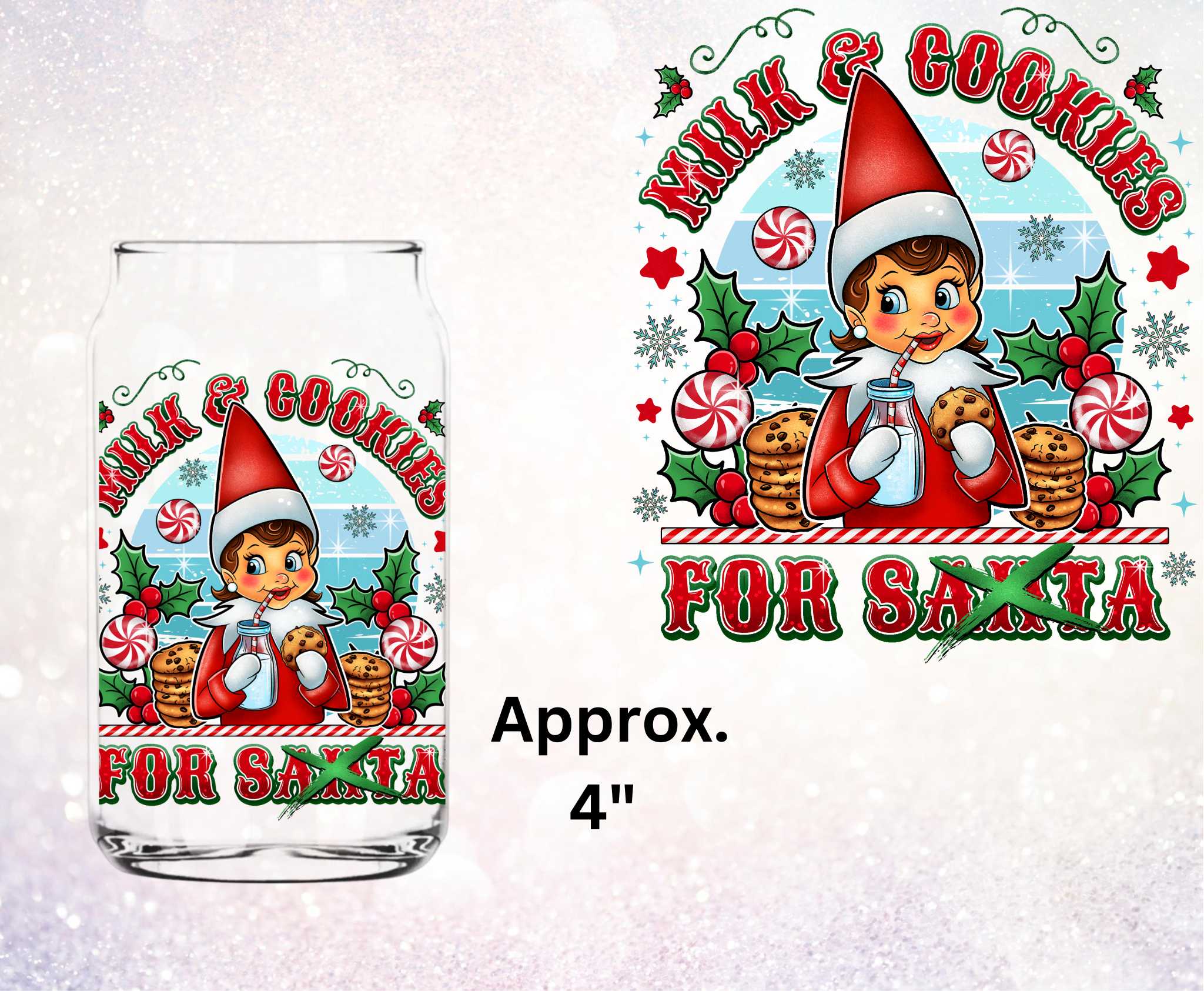 Milk &amp; Cookies Girl Elf UV DTF Decal | Christmas – The Boujee Okie