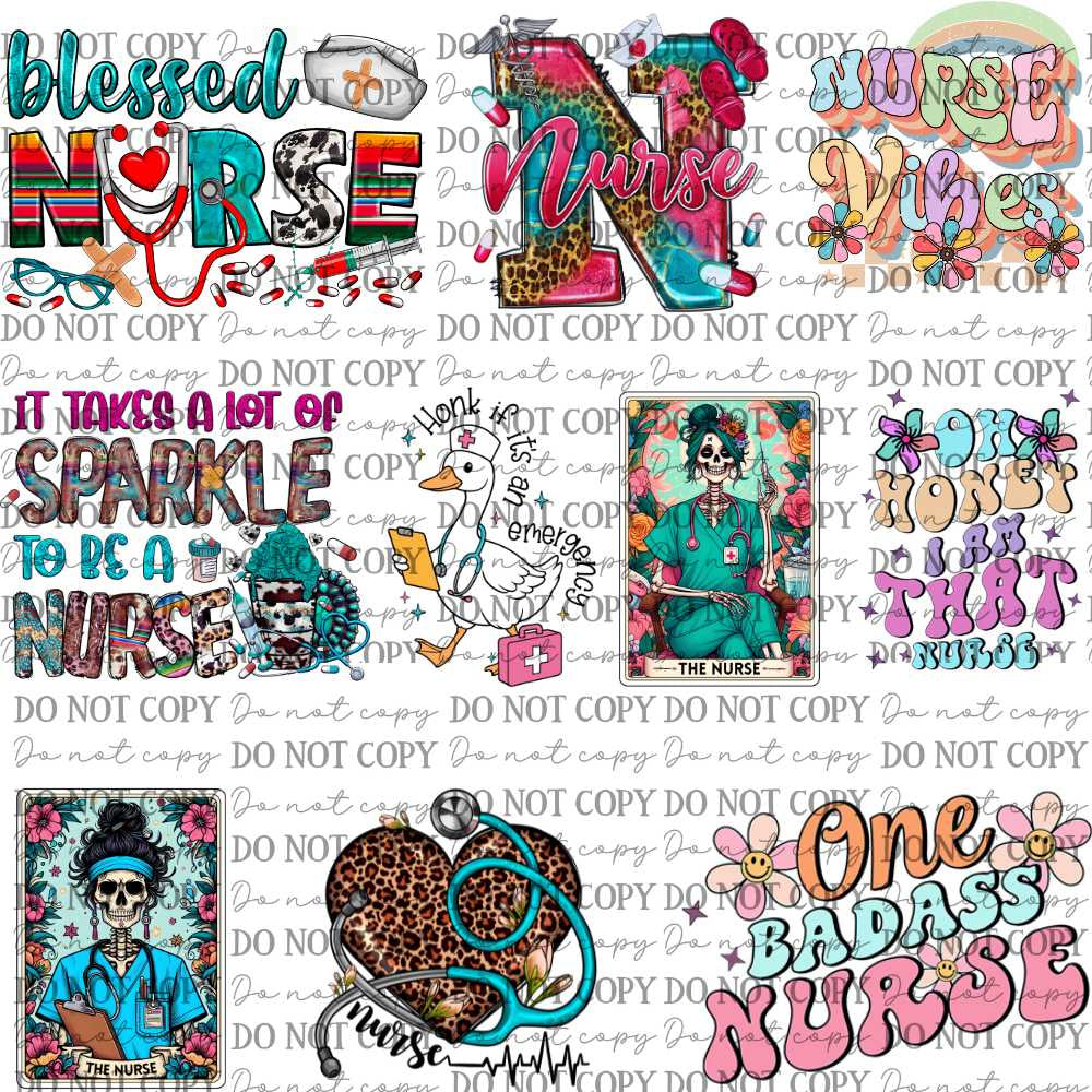 UV DTF Decal Sheets for Mini Tumbler Keychains- Nurse Designs
