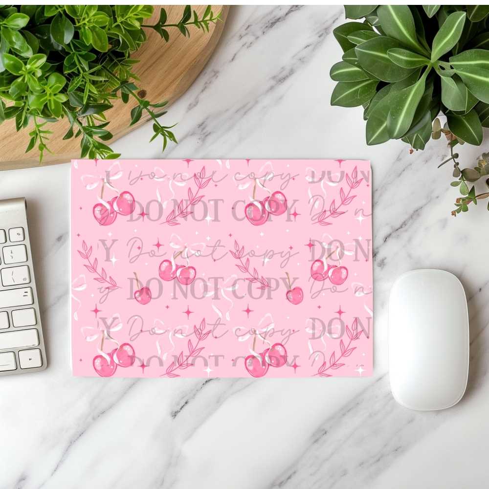 Pink Cherries & Bows Mousepad Sublimation Print