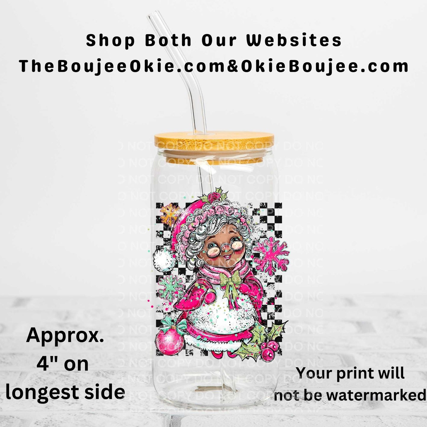 Mrs Claus Uv Dtf Decal Brown Skin