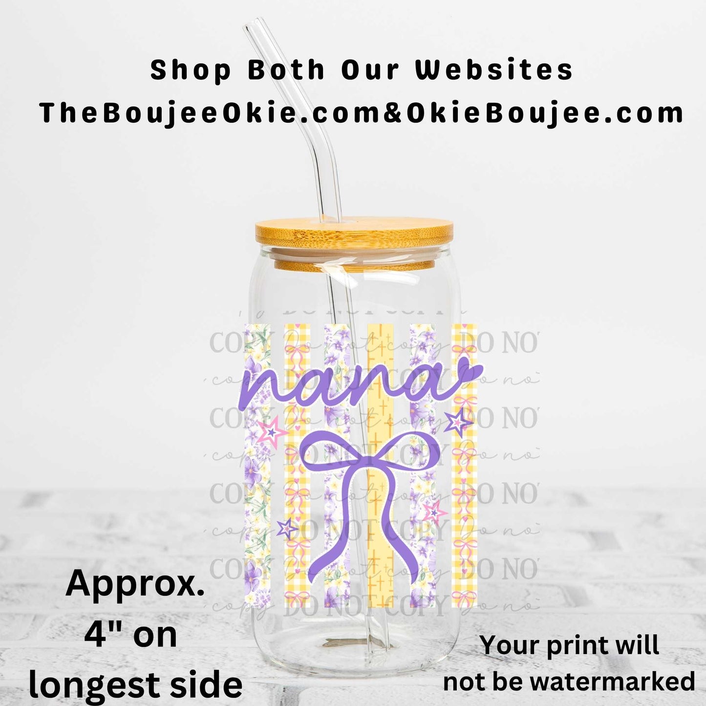 Nana Uv Dtf Decal Double Sided Purple & Yellow Stripes