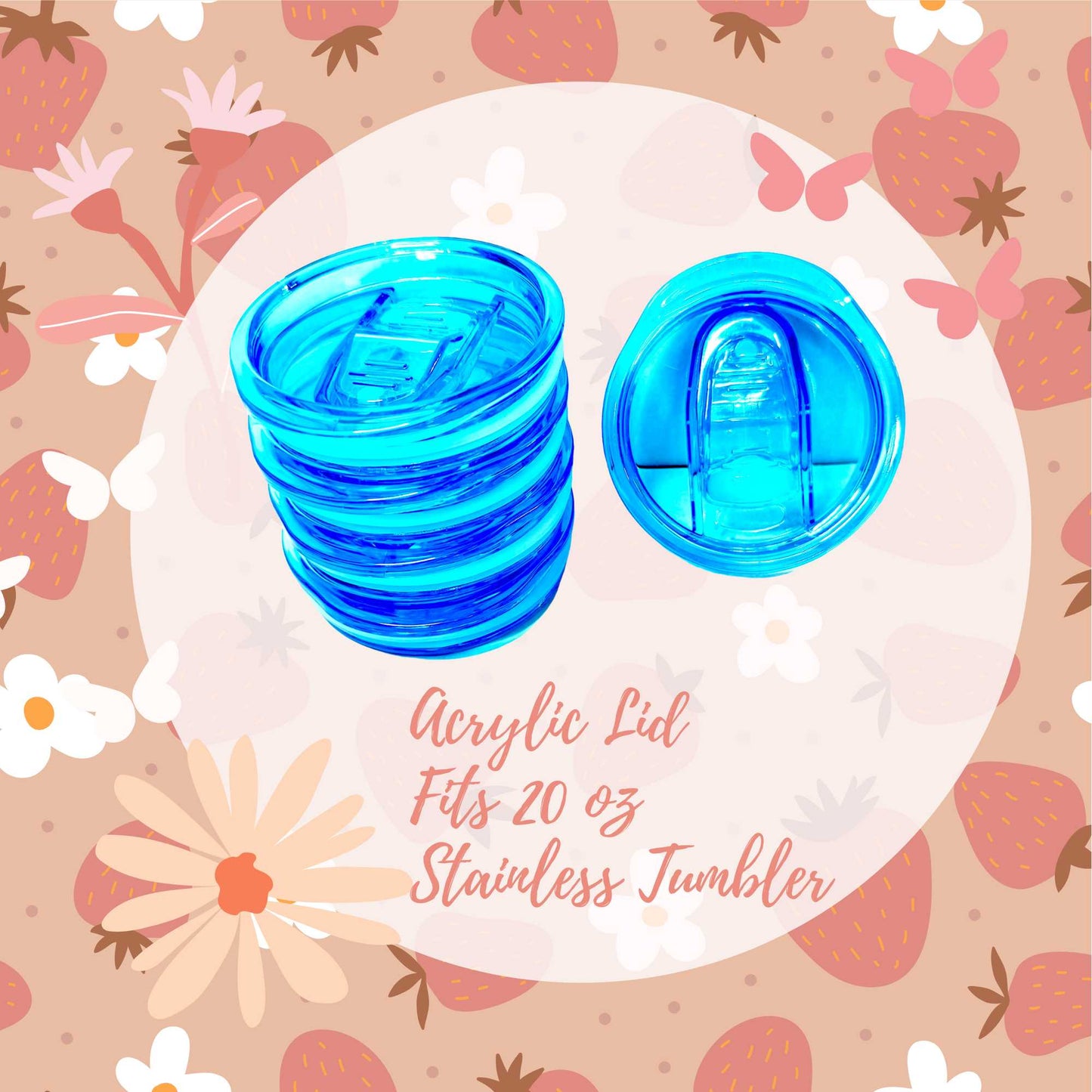 Turqoise Blue Acrylic Lid for 20oz Stainless Tumblers