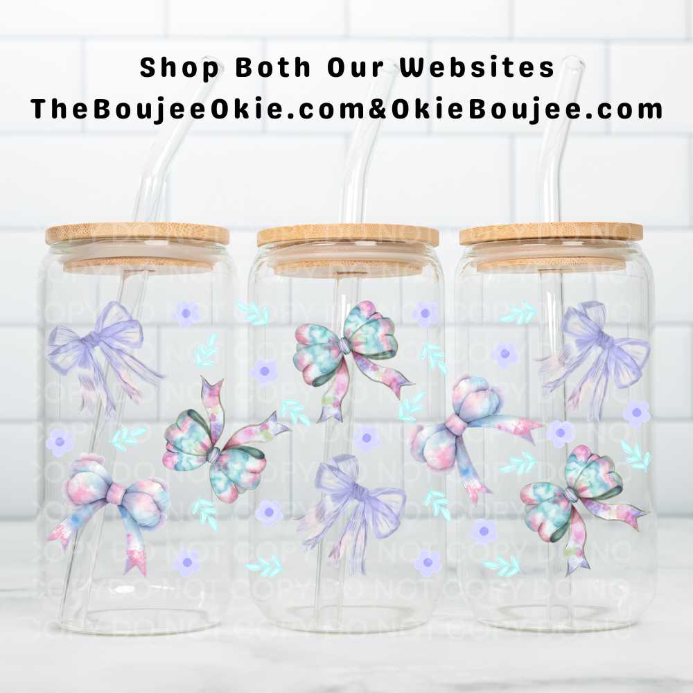 Pastel Bows UV DTF Wrap Or Elements & Clip Art Sheet – Double Sided Cup Wrap Size