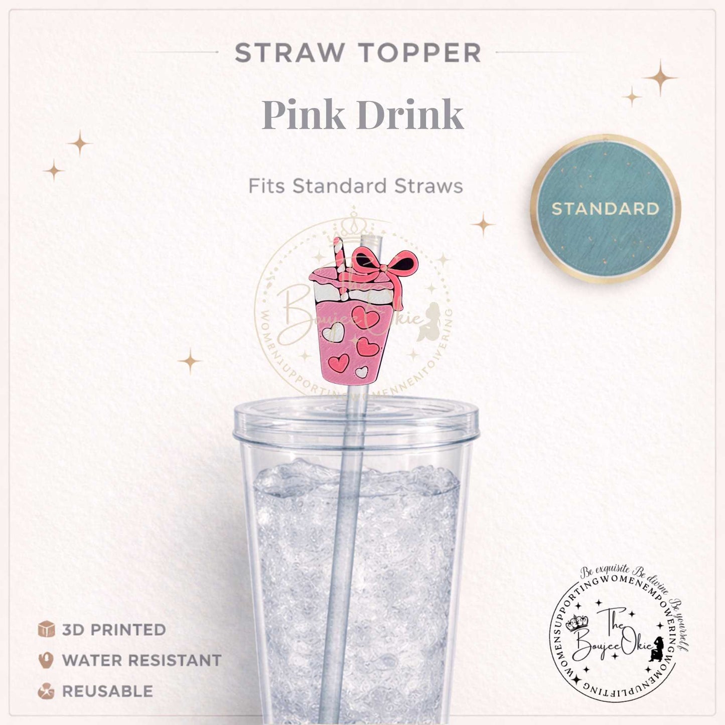 Pink Drink Straw Topper For Standard Straws
