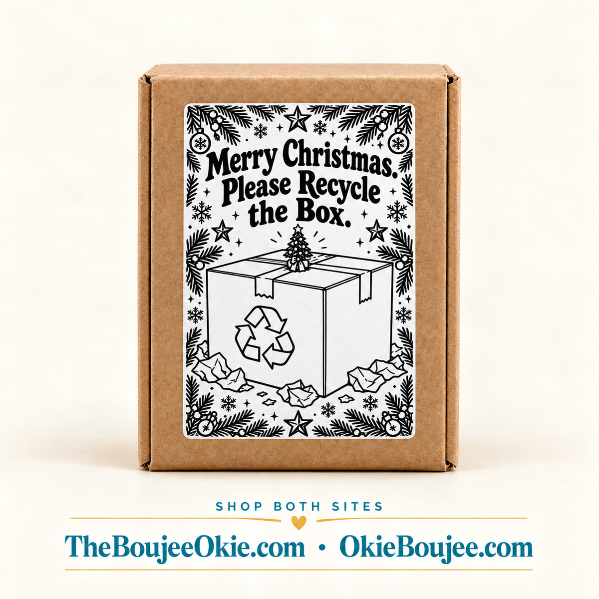 Merry Christmas, Please Recycle the Box 4X6 Thermal Label Shipping Packaging Stickers Pack of 20