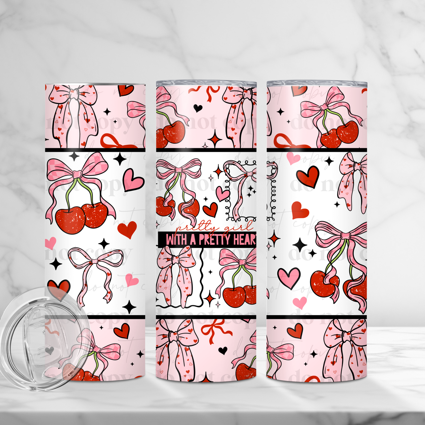 Pretty Girl Heart 20oz Skinny Tumbler Sublimation Print