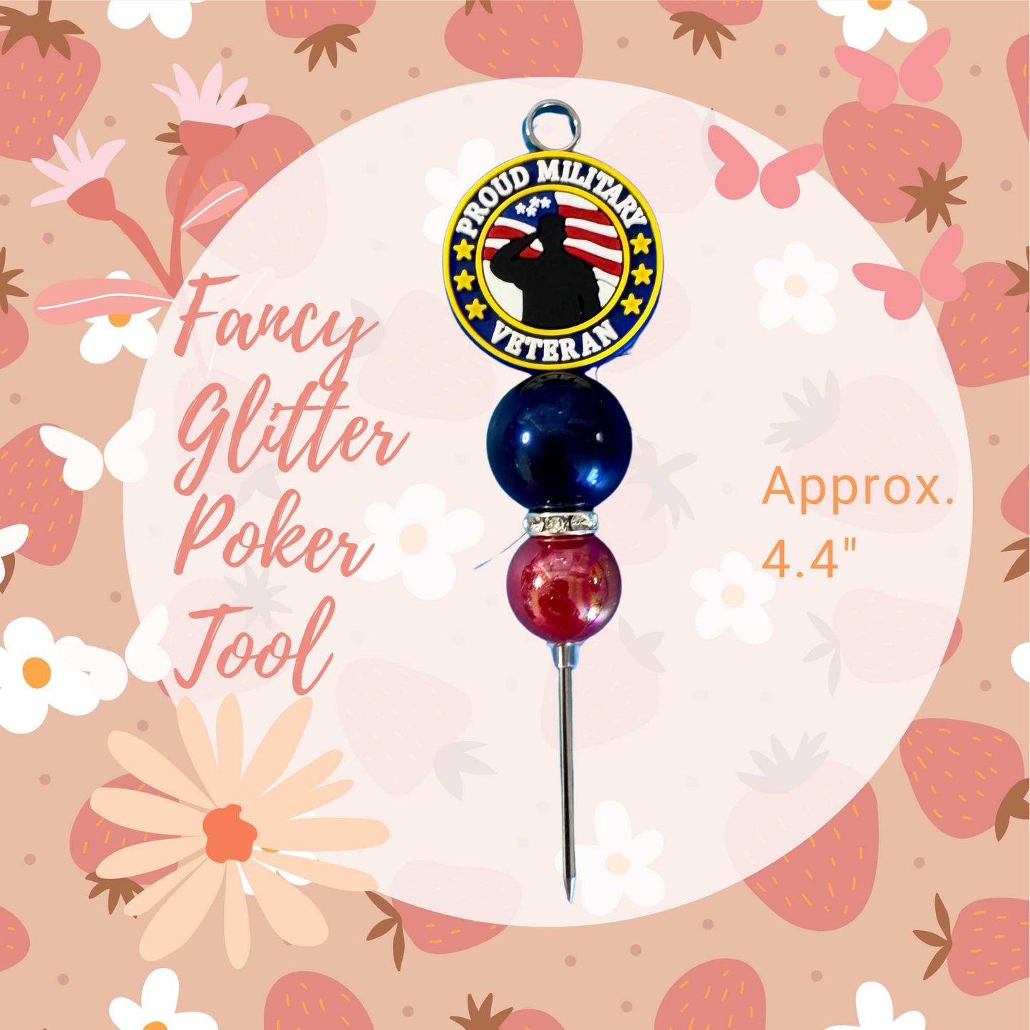 Fancy Beaded Glitter Poker Tool-Proud Military Veteran
