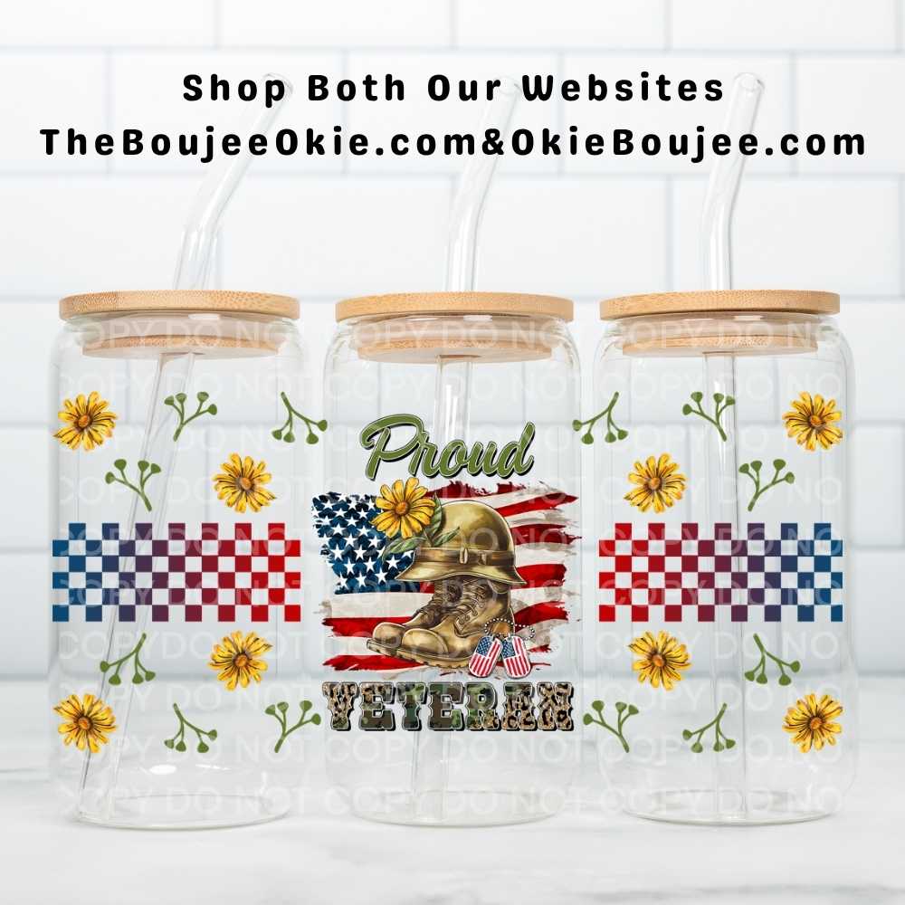 Proud Veteran Sunflowers Uv Dtf Wrap Double Sided