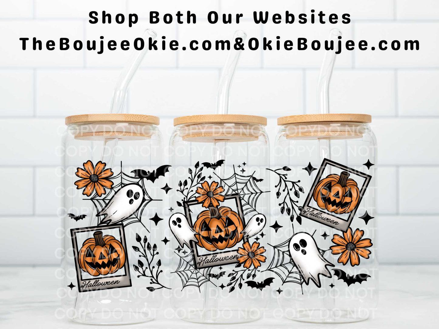 Halloween Polaroid Pumpkin Pics & Ghosts Uv Dtf Wrap Double Sided