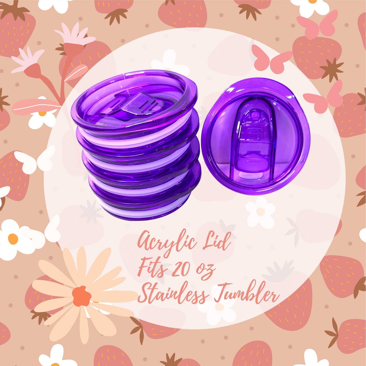 Purple Acrylic Lid for 20oz Stainless Tumblers