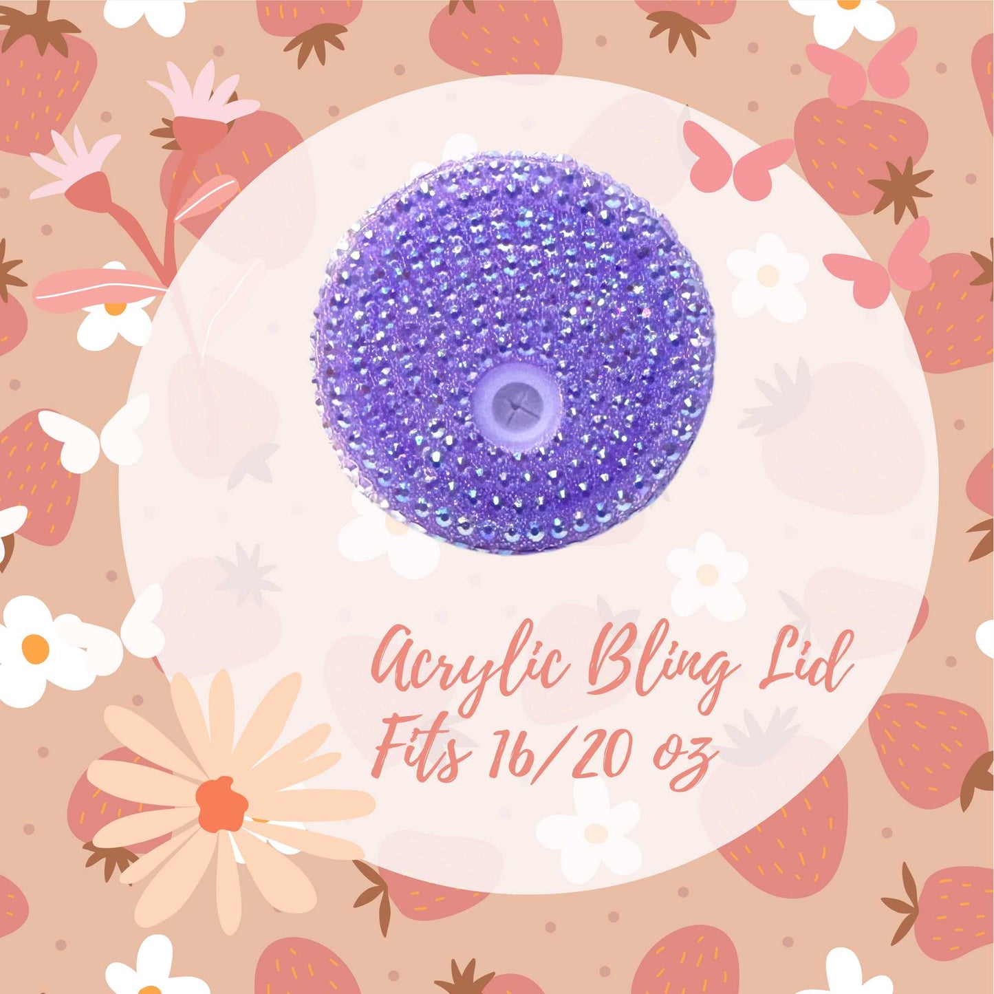 Purple Acrylic Bling Lid For 16 and 20oz Beer Can Style Tumblers