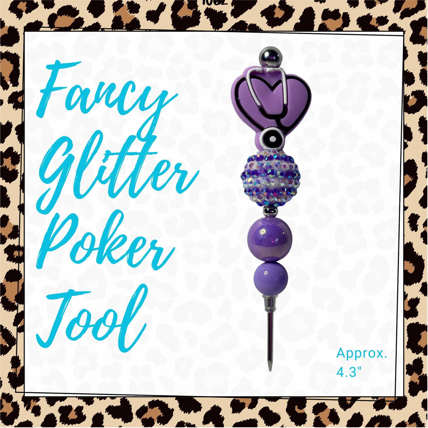 Fancy Beaded Glitter Poker Tool-Purple Heart Stethoscope
