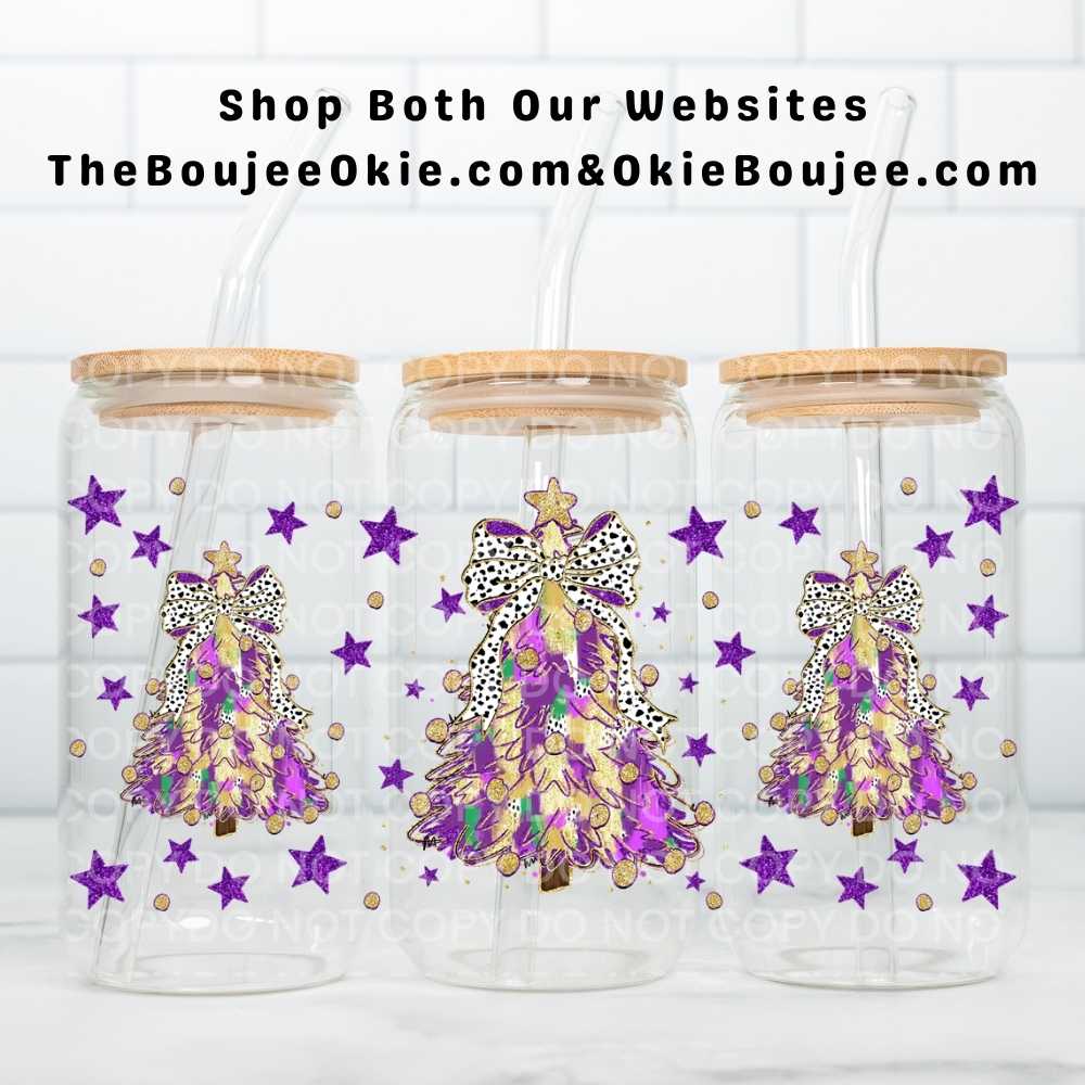 Preppy Christmas Trees Purples Uv Dtf Wrap