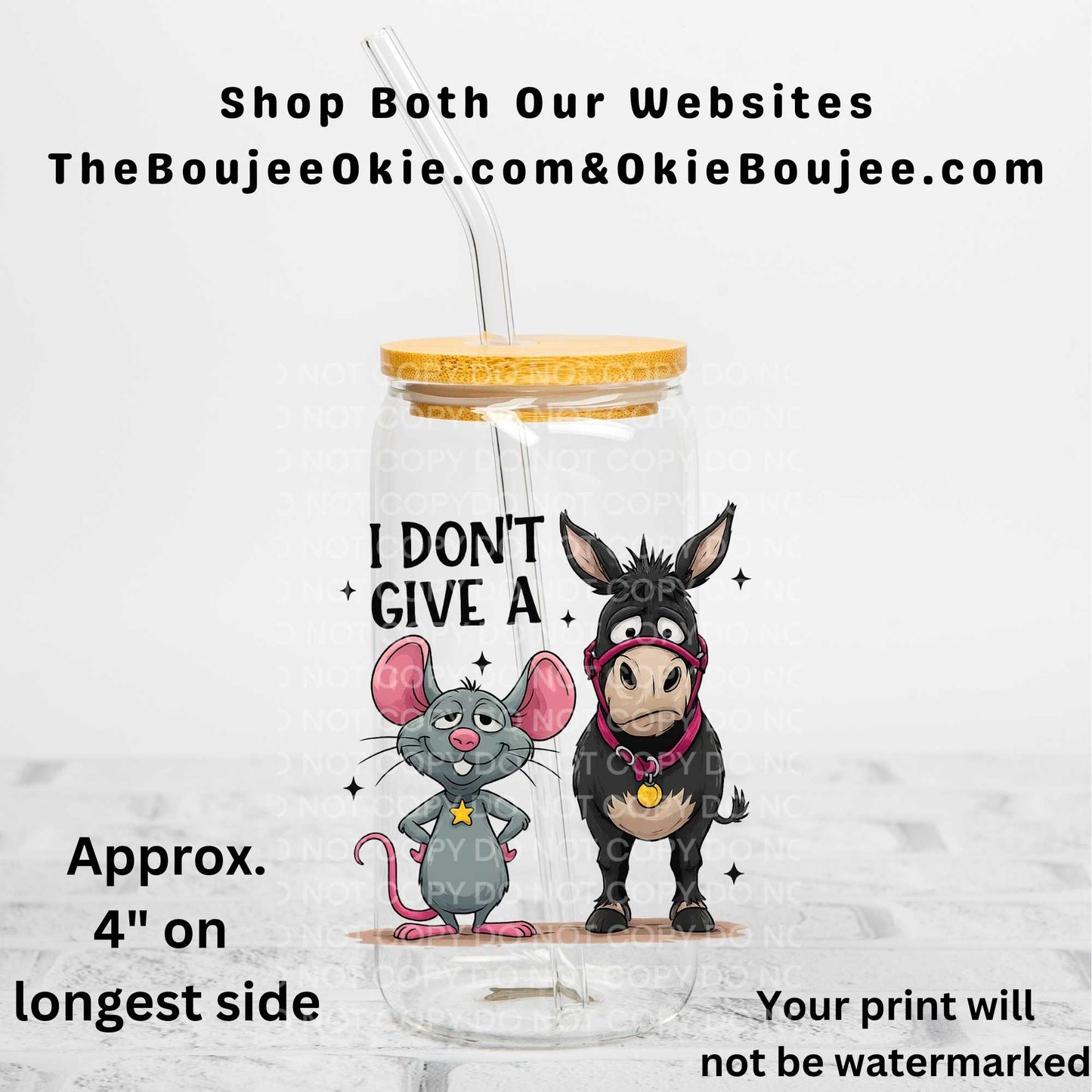 I Don't Give A Rat's Ass Uv Dtf Decal Double Sided