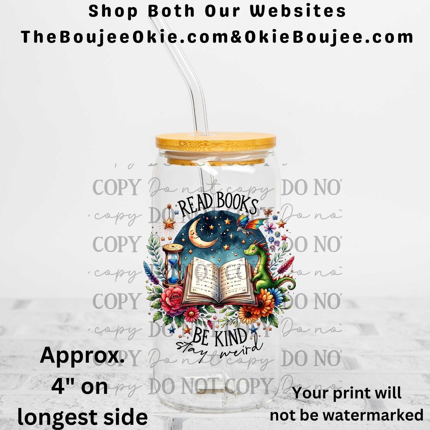 Read Books Be Kind Stay Weird Uv Dtf Decal Double Sided
