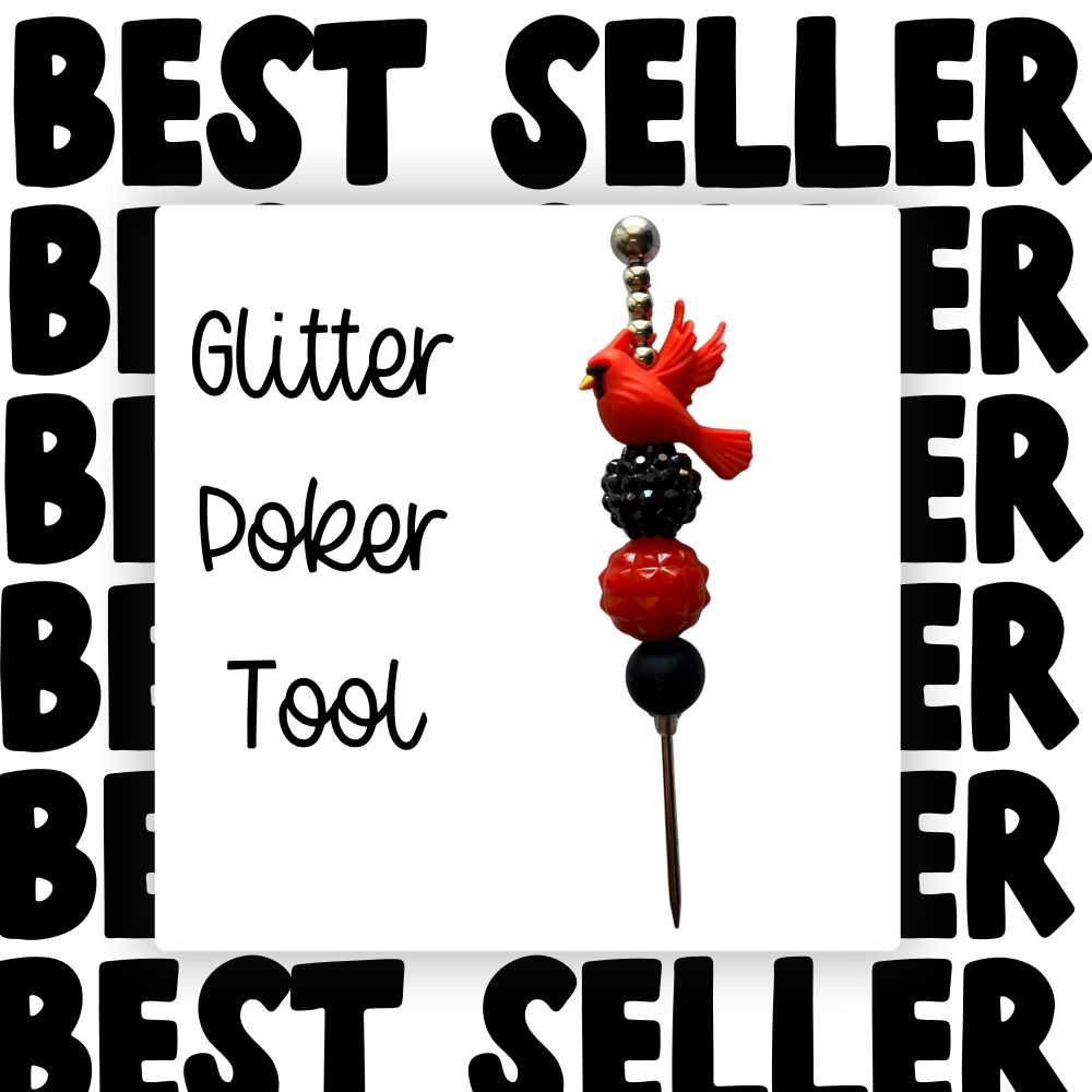 Fancy Beaded Glitter Poker Tool-Red Cardinal