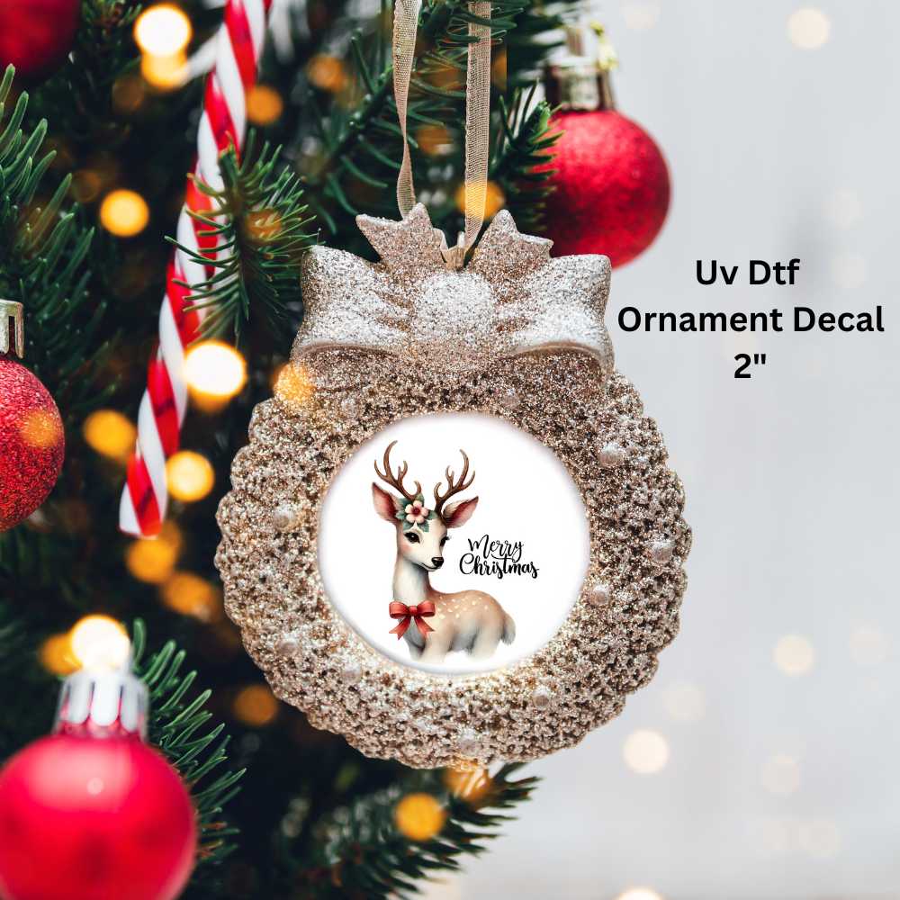 Beautiful Deer Christmas Ornament or Magnet UV DTF Decal