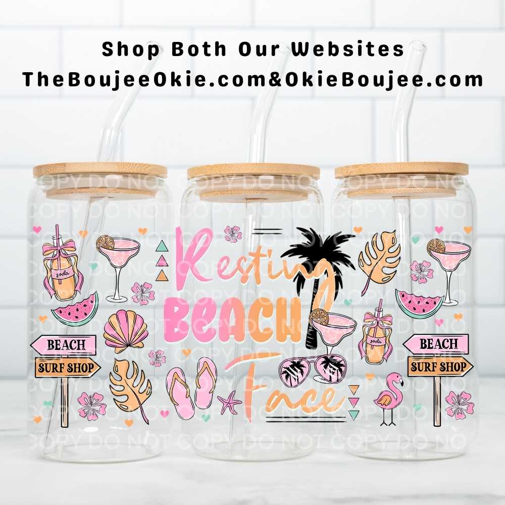 Resting Beach Face Uv Dtf Cup Wrap Double Sided