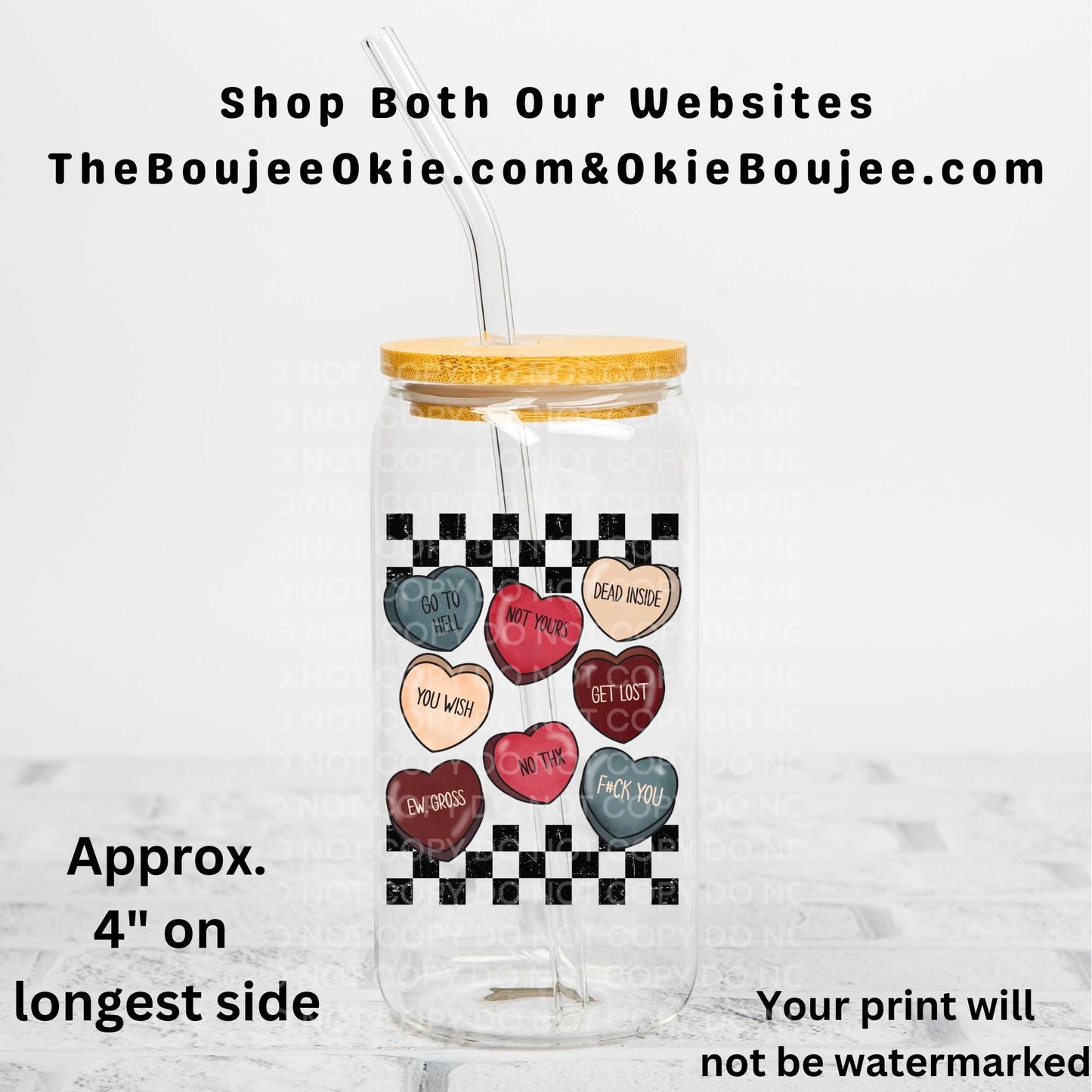 Rude Valentine Hearts Uv Dtf Decal