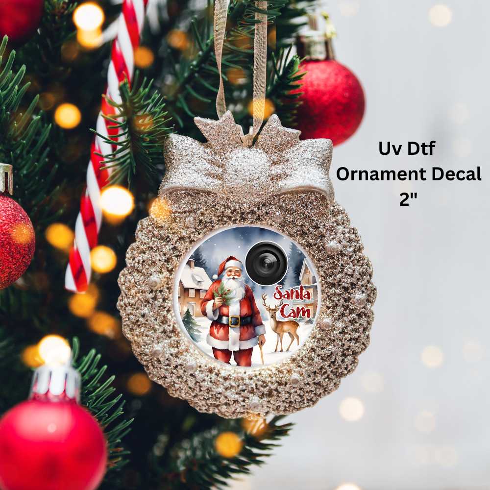 Santa Cam Christmas Ornament or Magnet UV DTF Decal