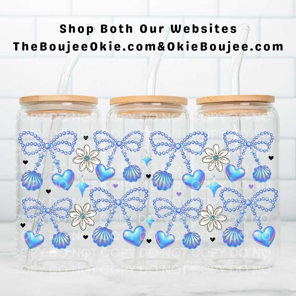 Sea Shells & Pearls Uv Dtf Cup Wrap Double Sided