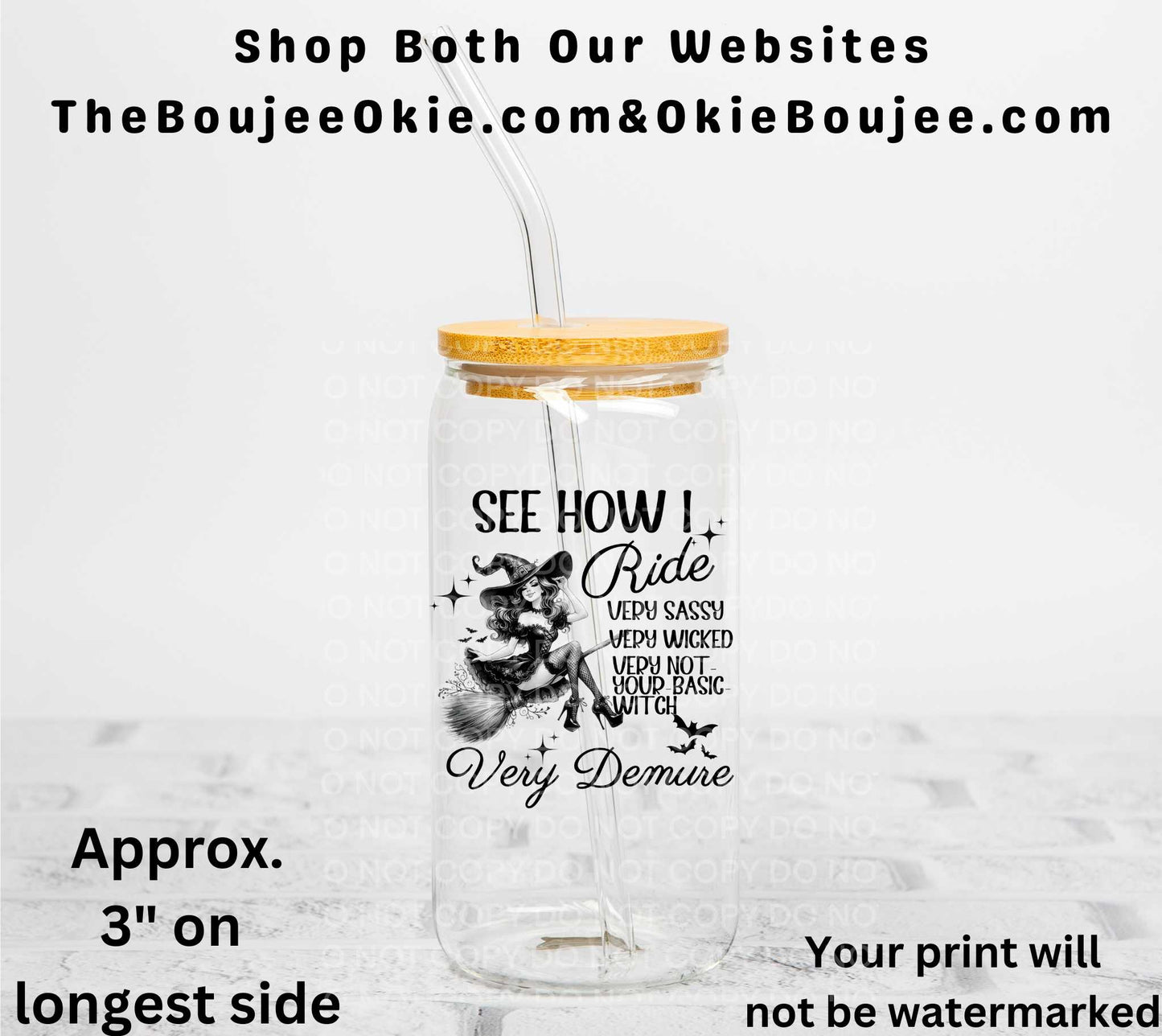 See How I Ride Witch Flying Broom UV DTF Decal Double Sided