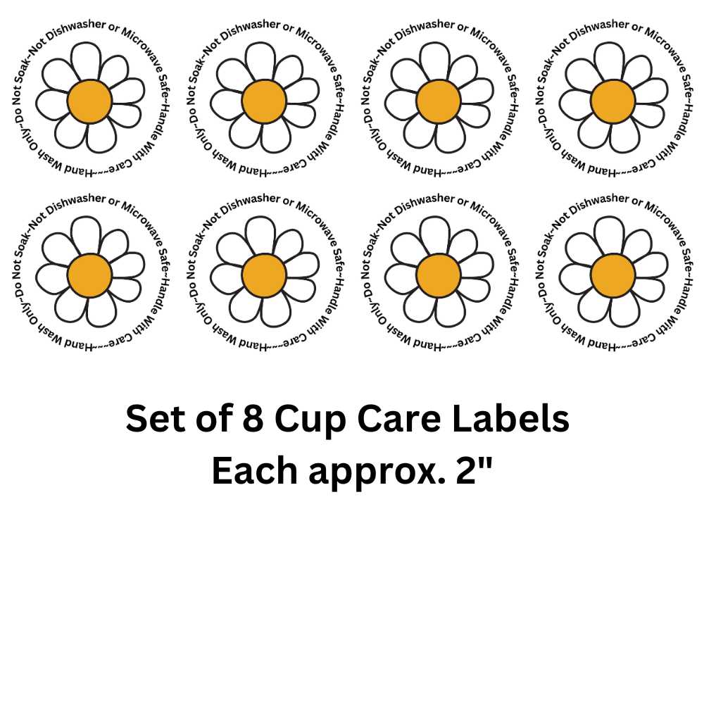White Daisy Cup Care Labels Set of 8 Uv Dtf Decals