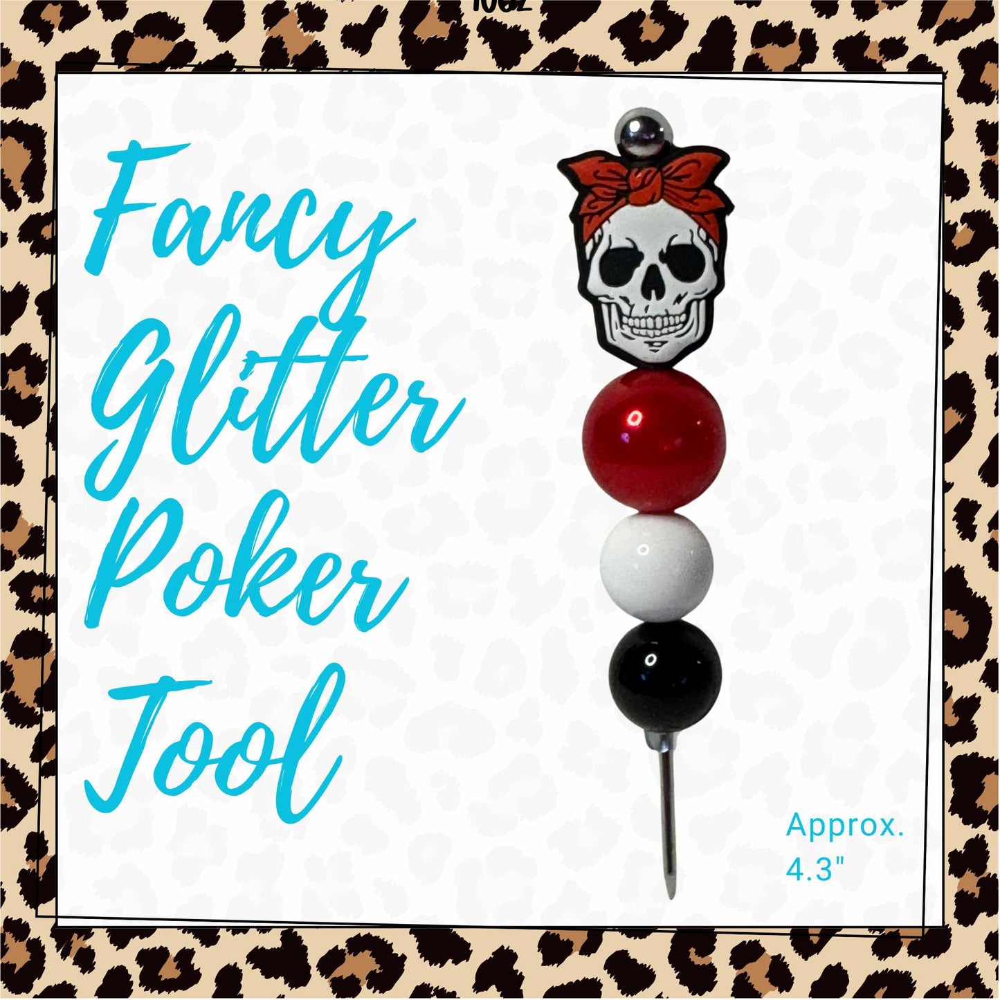 Fancy Beaded Glitter Poker Tool-Skull