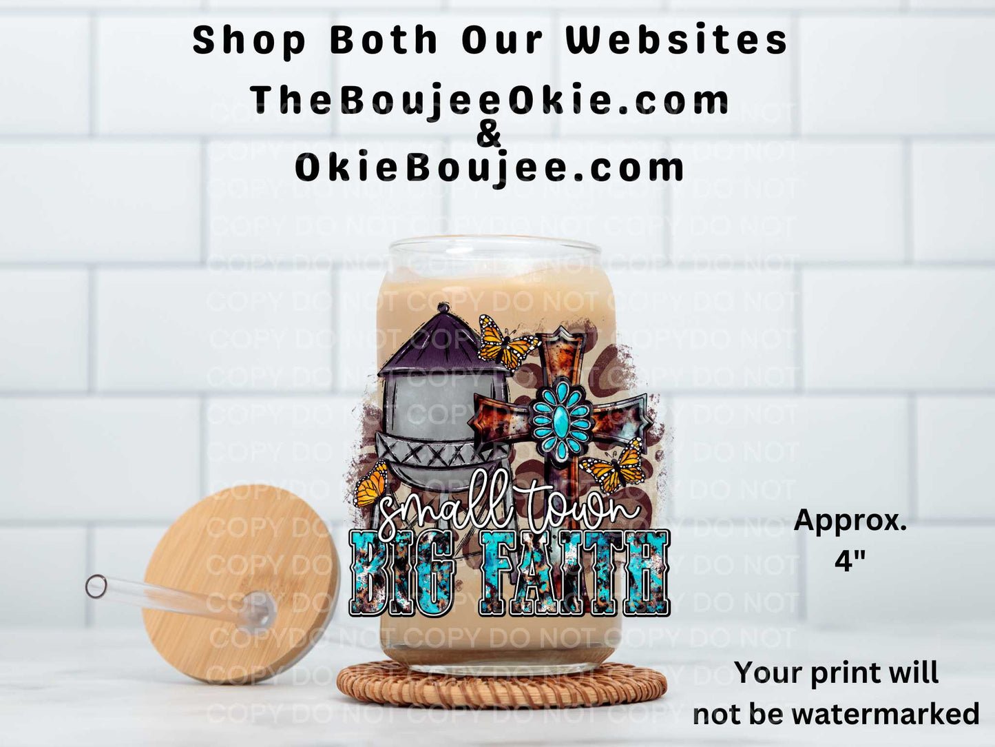 Small Town Big Faith UV DTF Decal Double Sided