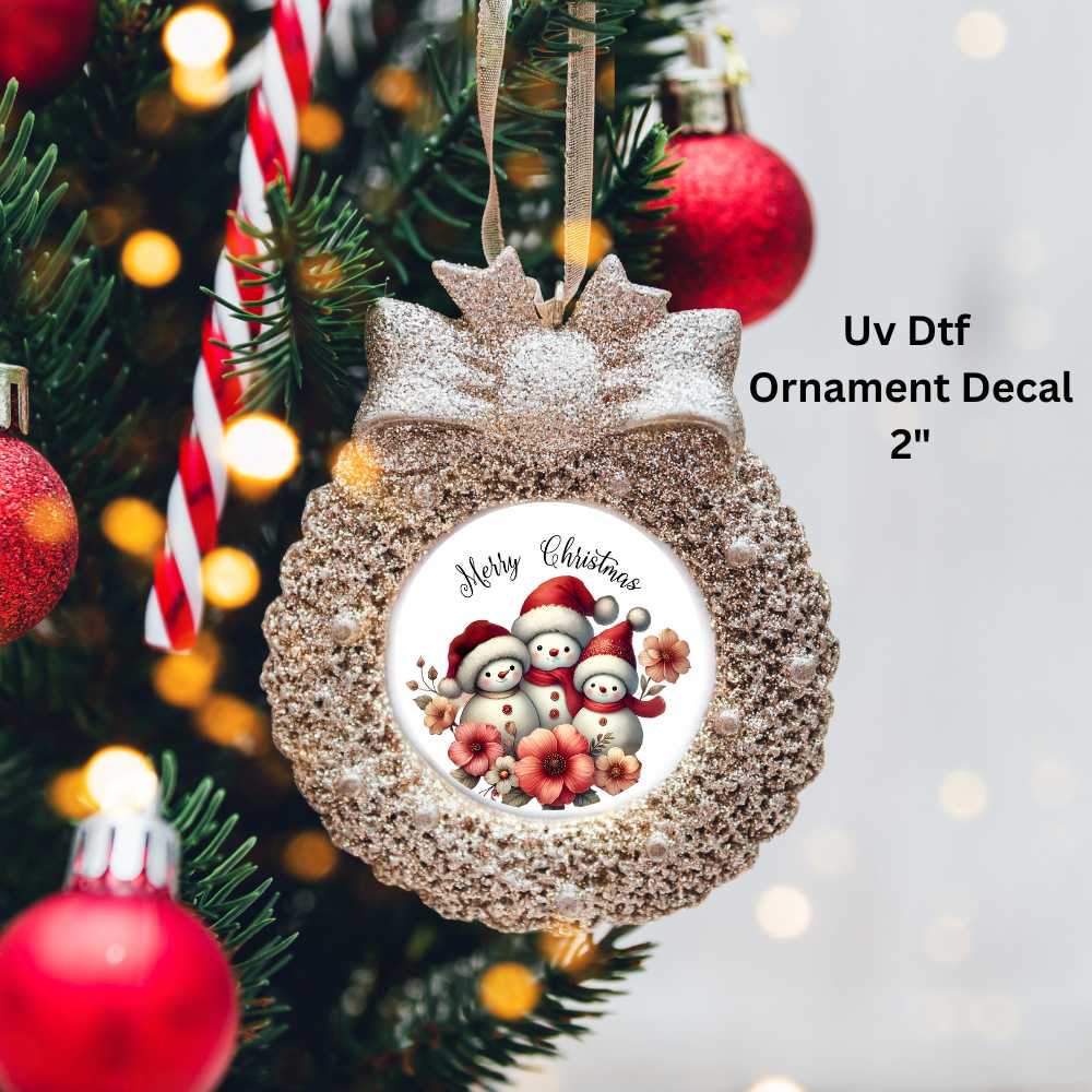 Snowman Family Ornament or Magnet UV DTF Decal