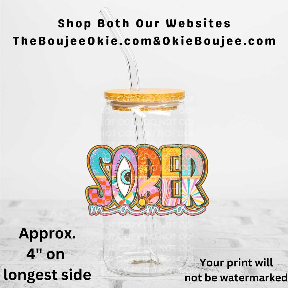 Sober Mama Uv Dtf Decal Double Sided