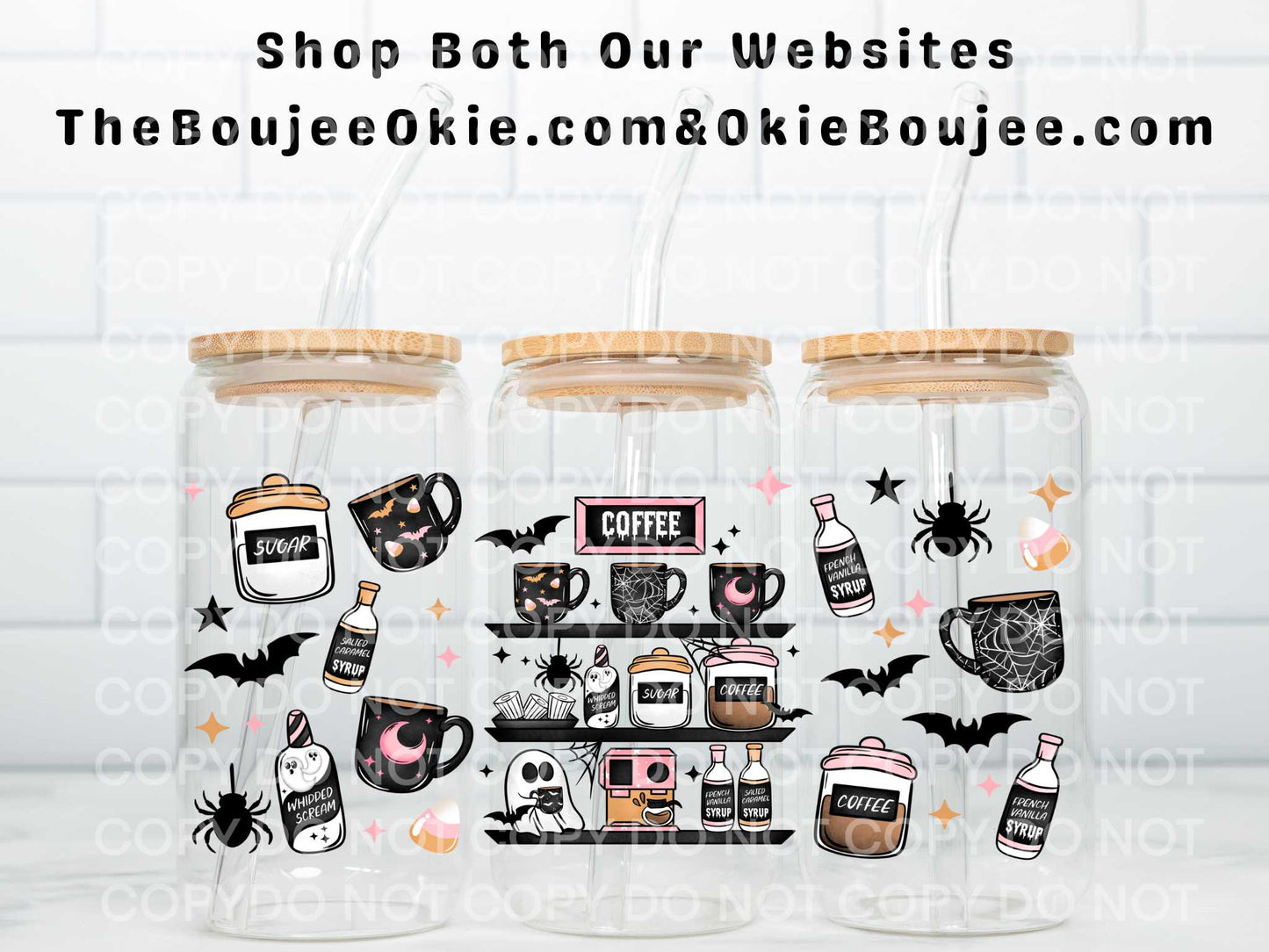 Spooky Coffee Shelf Double Sided Uv Dtf Wrap