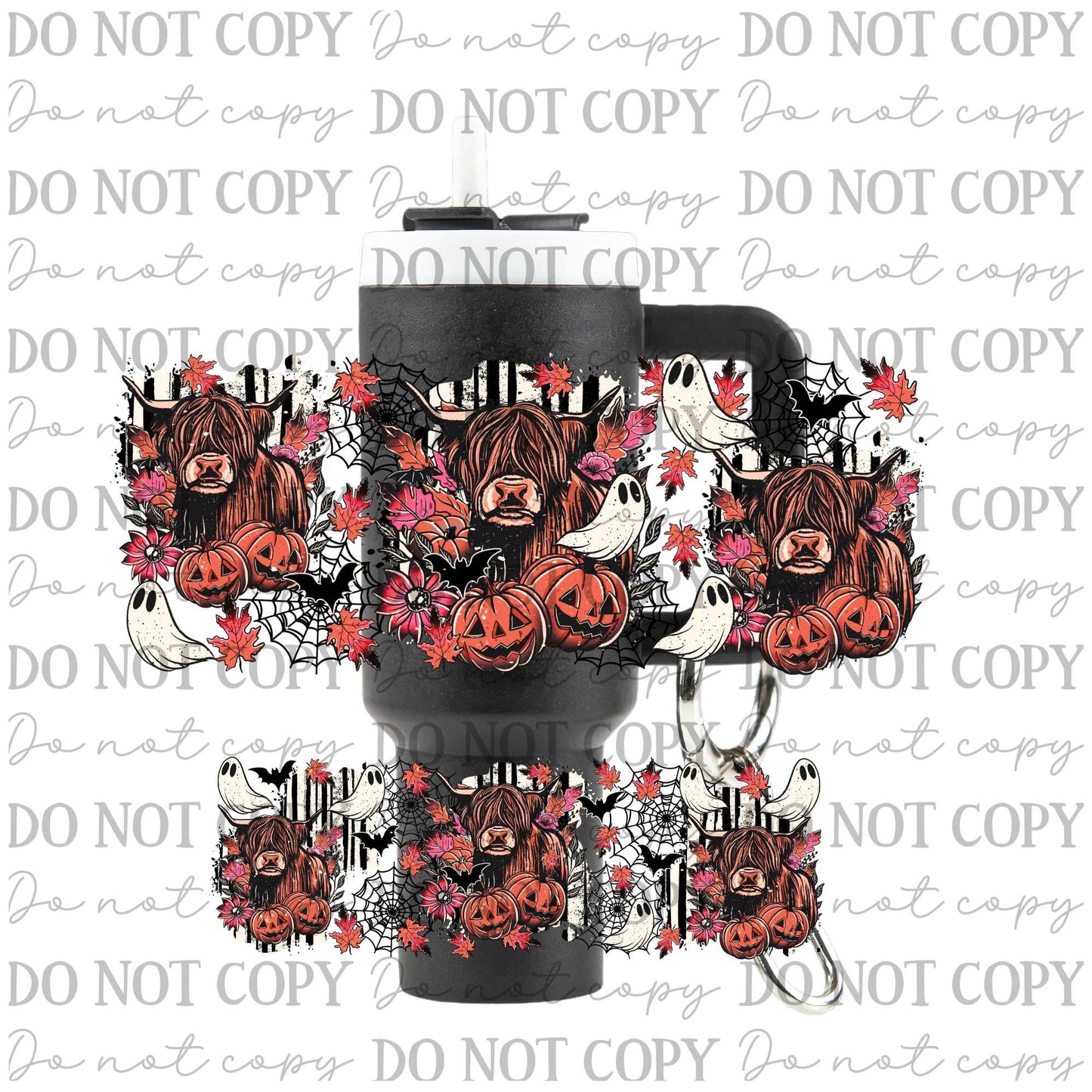Spooky Cow Uv Dtf Wrap For Mini Tumbler Keychains