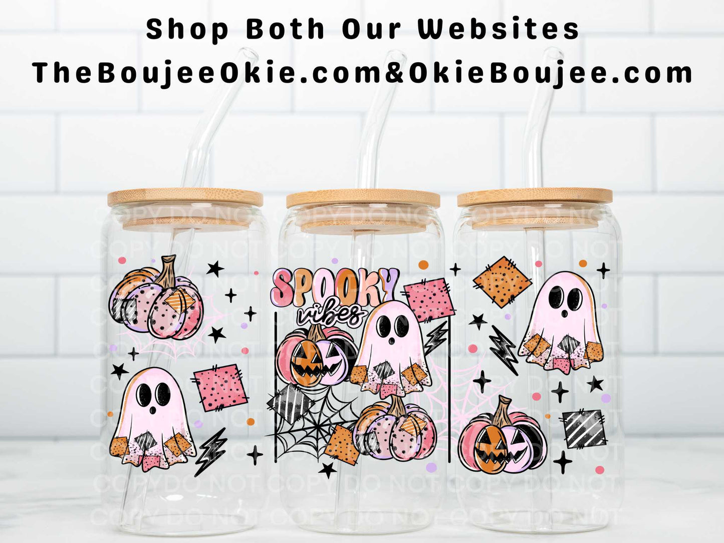 Spooky Vibes Ghosts Uv Dtf Wrap Double Sided