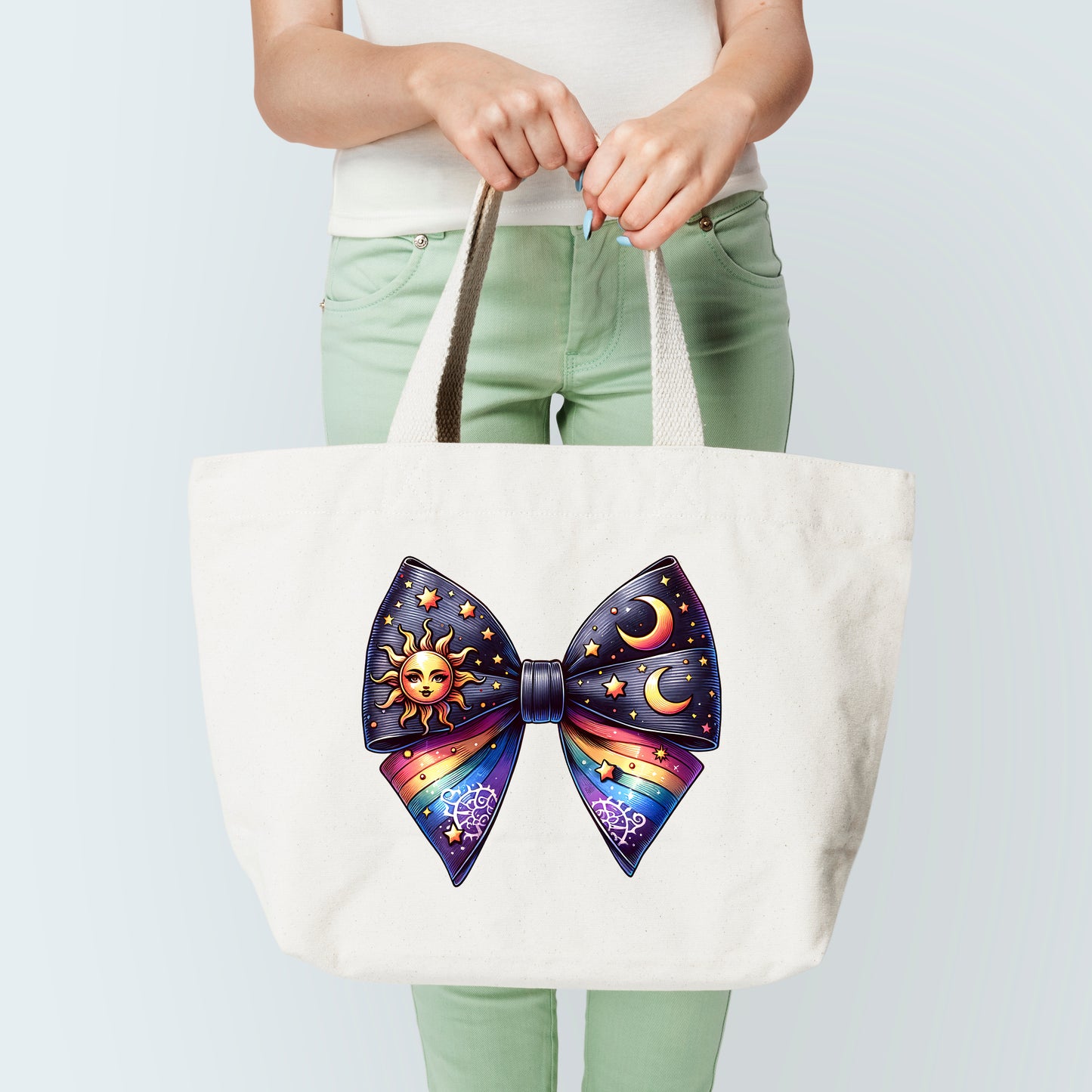 Sun & Moon Bow Tote Bag Sublimation Print
