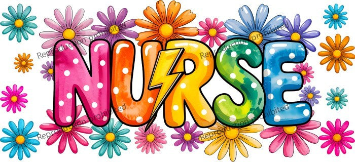 Nurse Uv Dtf Wrap Bright Flowers