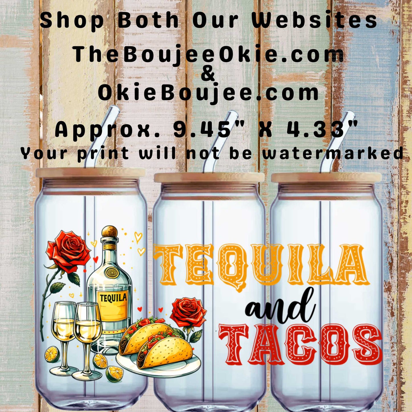 Tequila And Tacos Double Sided Uv Dtf Wrap