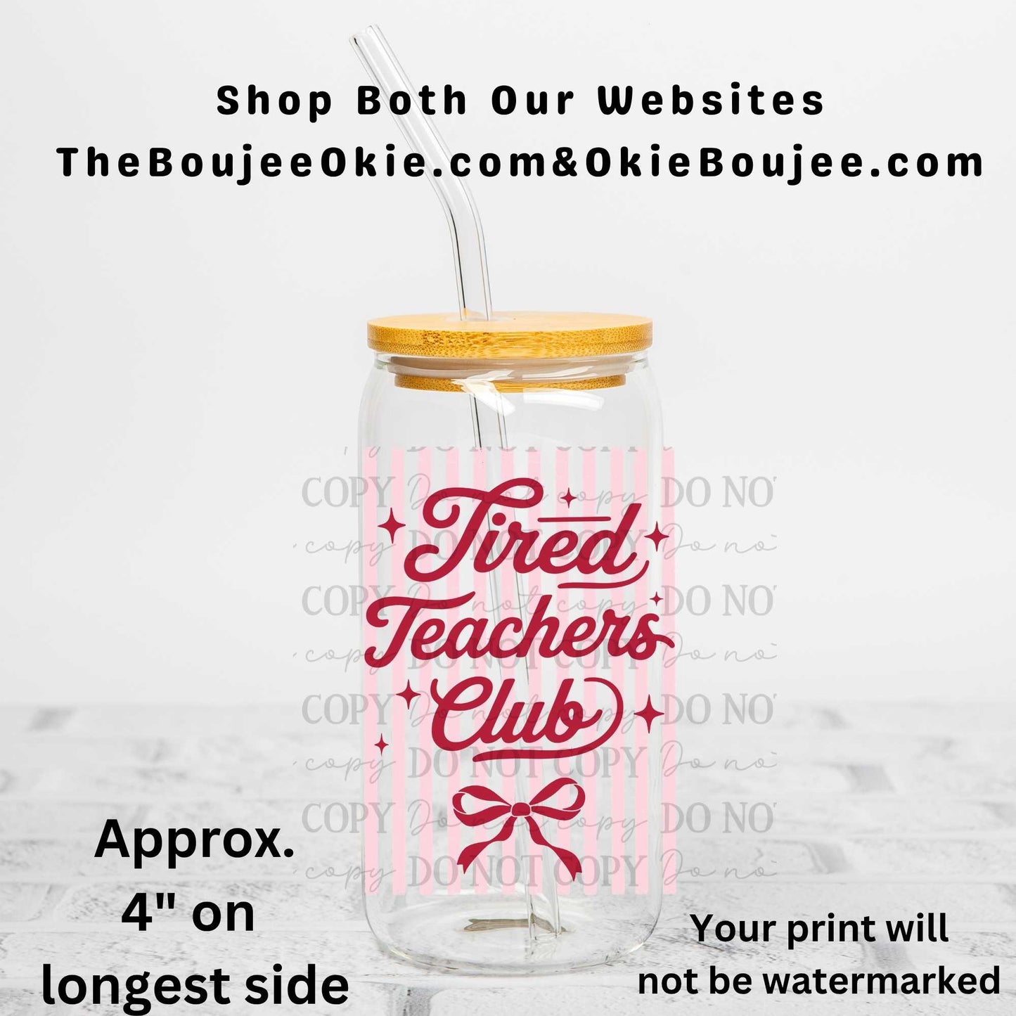 Tired Teachers Club Uv Dtf Decal Double Sided