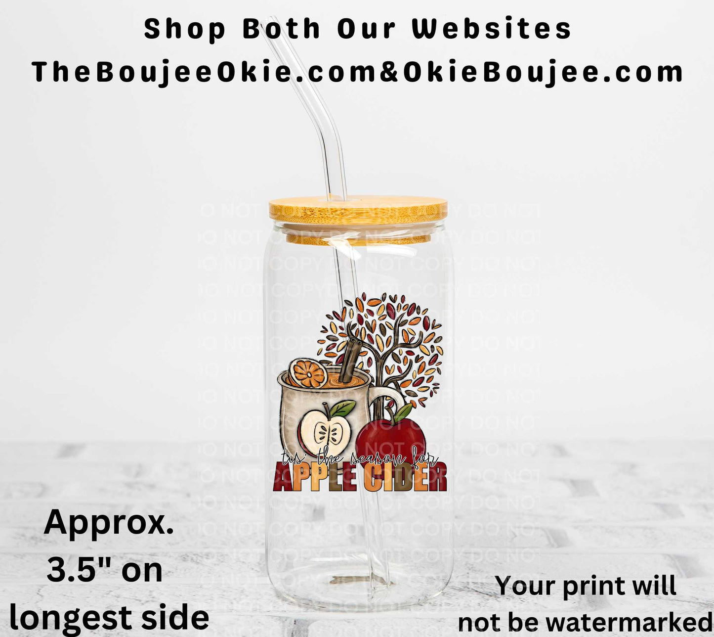 Tis The Season For Apple Cider UV DTF Decal Double Sided