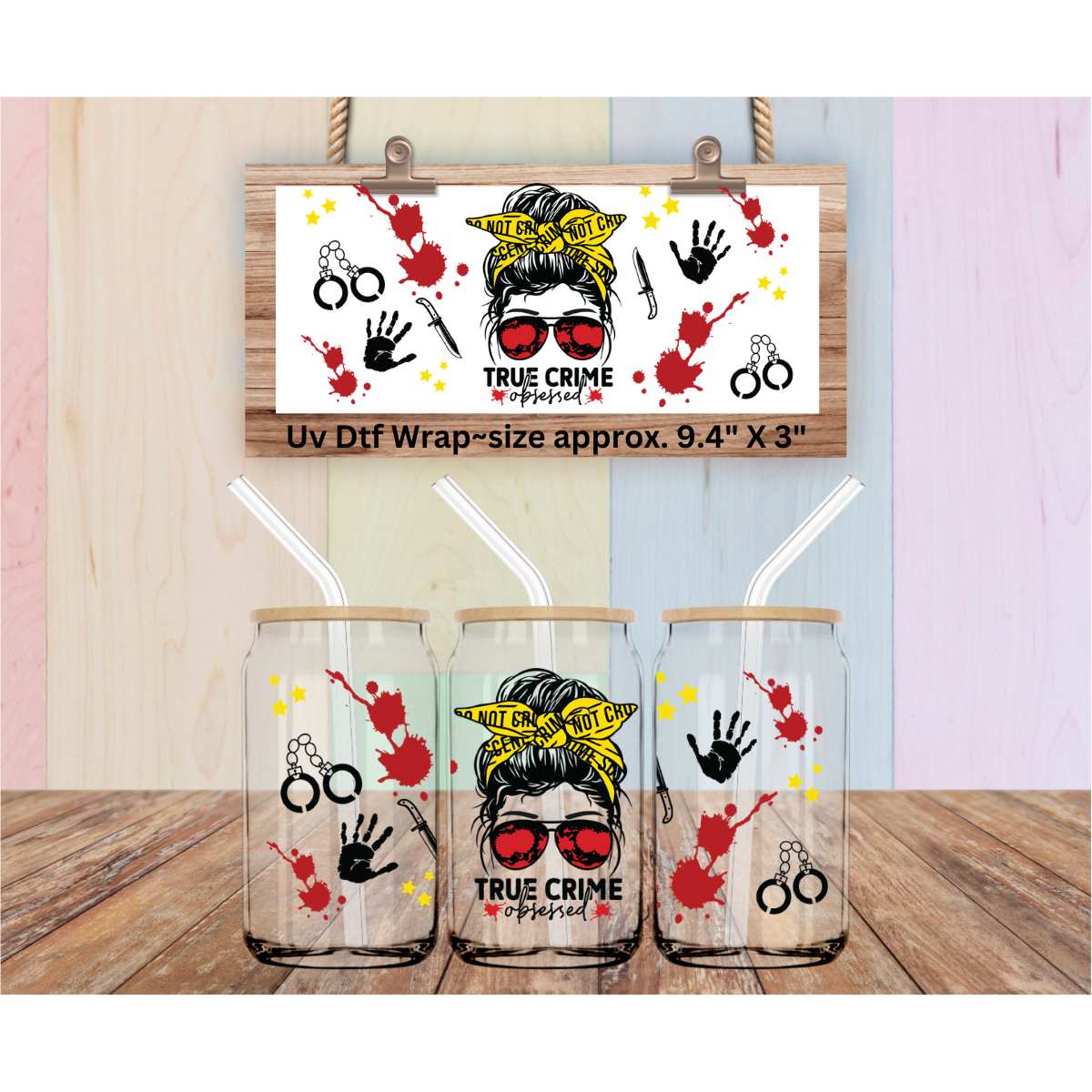 Uv Dtf Wrap True Crime Obsessed | Double Sided