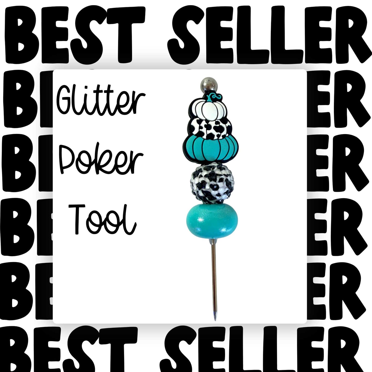 Fancy Beaded Glitter Poker Tool-Stacked Pumpkins (Turquoise)