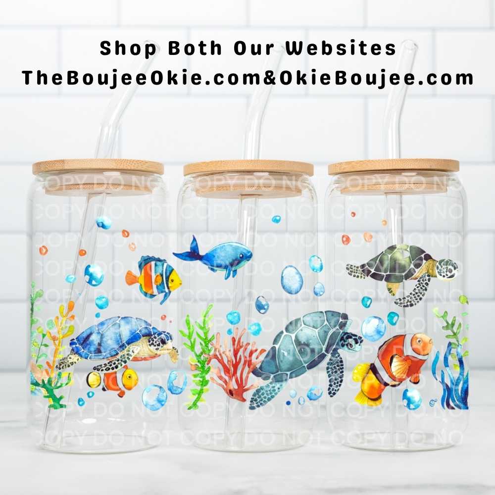 Under The Sea Turtles & Fish Uv Dtf Cup Wrap Double Sided