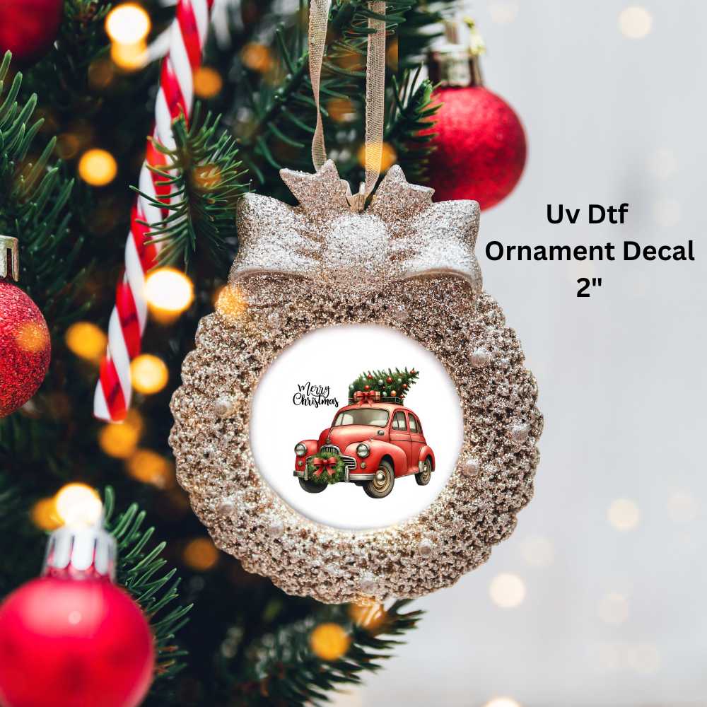Vintage Car Christmas Ornament or Magnet UV DTF Decal