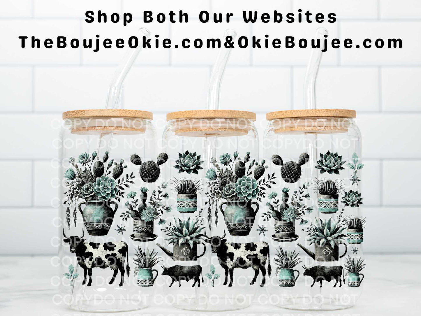 Cows Cactus Plants Western Uv Dtf Wrap