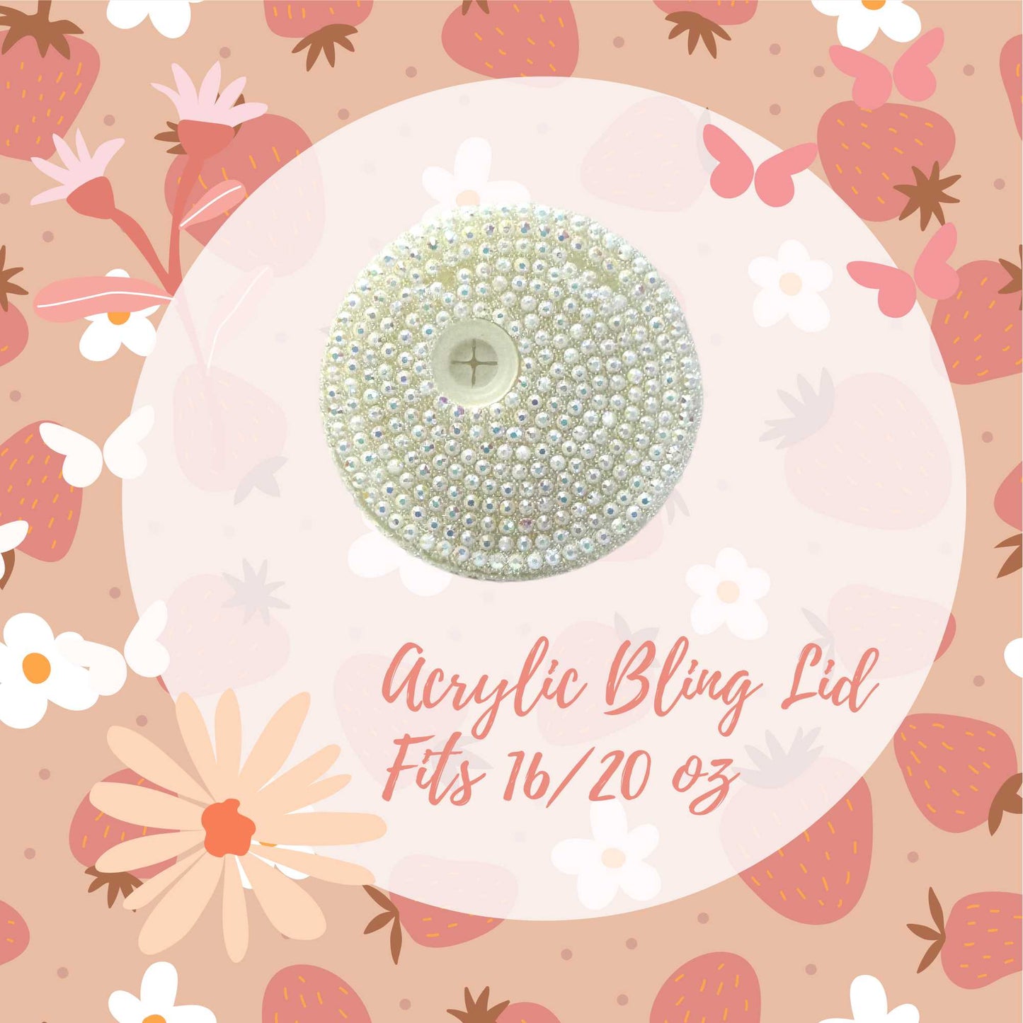 White Acrylic Bling Lid For 16 and 20oz Beer Can Style Tumblers
