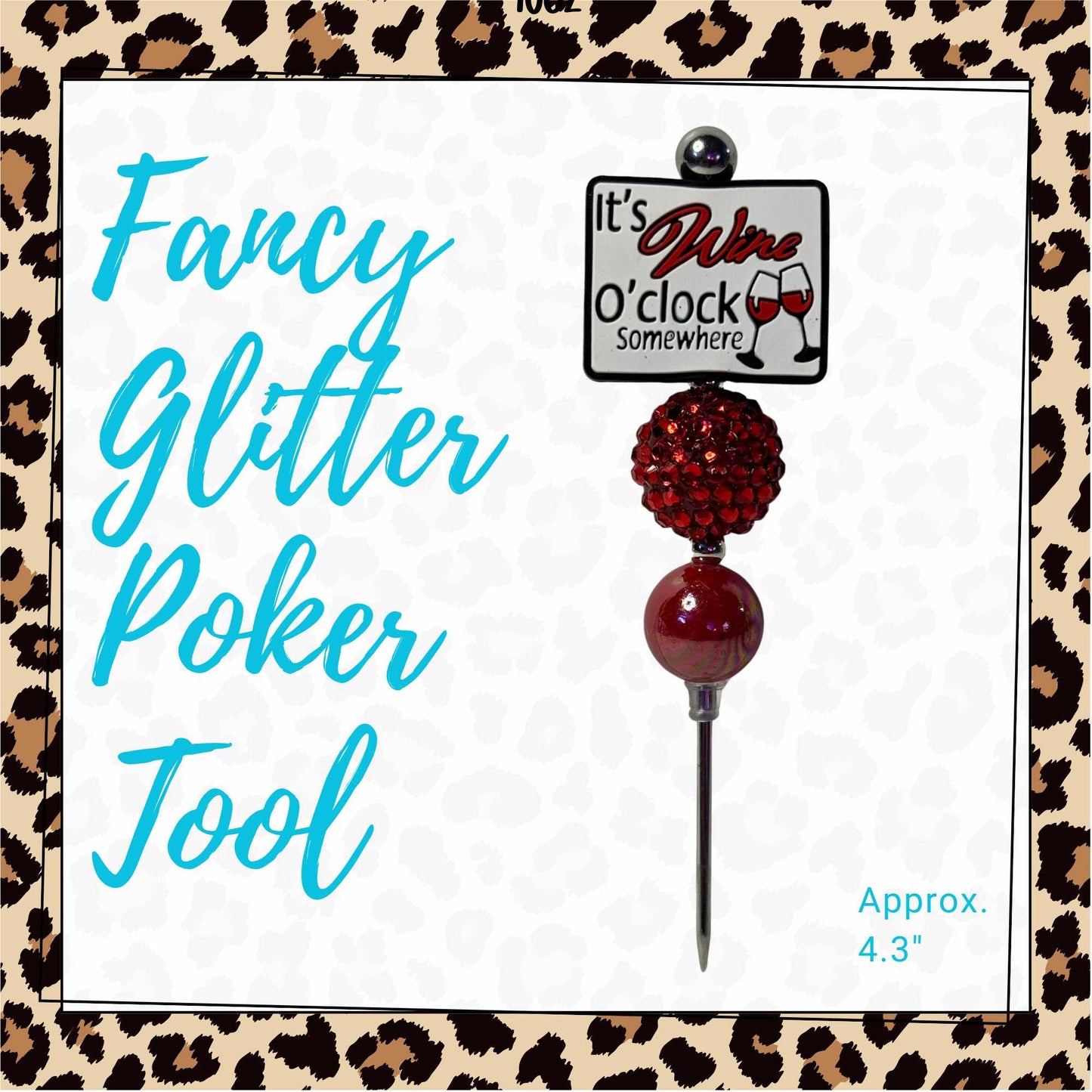 Fancy Beaded Glitter Poker Tool-It's Wine O Clock Somewhere