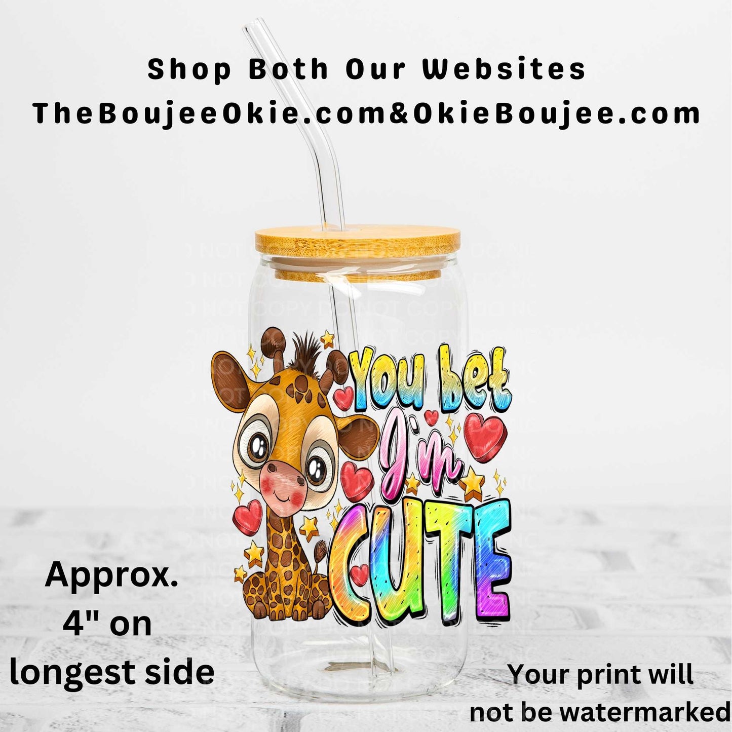 You Bet I'm Cute Giraffe Uv Dtf Decal