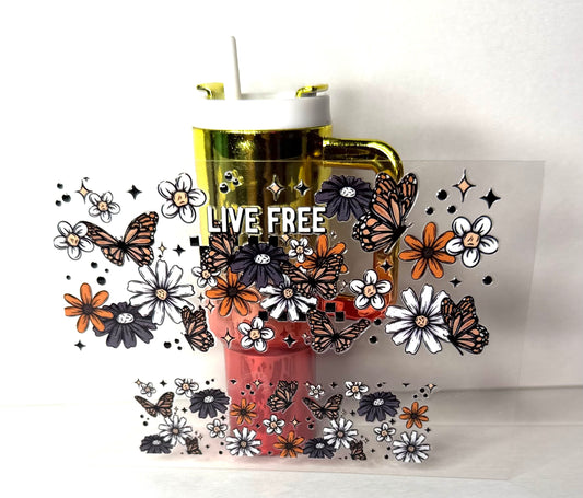 Live Free Mini Tumbler Keychain Uv Dtf Wraps Top & Bottom Set