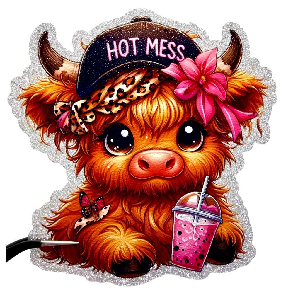 UV DTF Glitter Stickers | 3.5"–4" Textured Finish on Sparkly Silver Background – Waterproof Durable Decals for Tumblers, Laptops & More